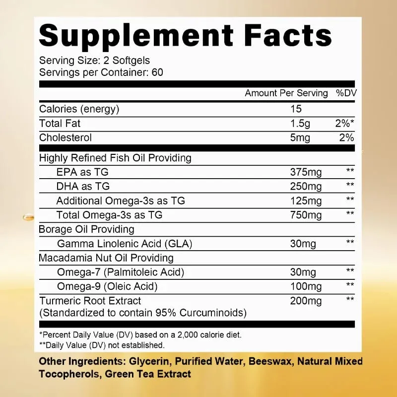 Omega 3 Fish Oil Capsules - Support Brain & Cardiovascular & Skin Health Antioxidant & Improve Memory Nervous System Health — image 1