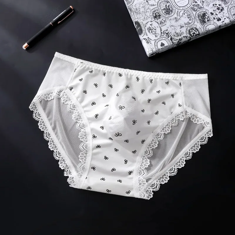 Calcinha de cetim sissy masculina, tamanho grande, sexy, renda transparente, lingerie brilhante, cintura média, laço em u, bolsa convexa — image 5