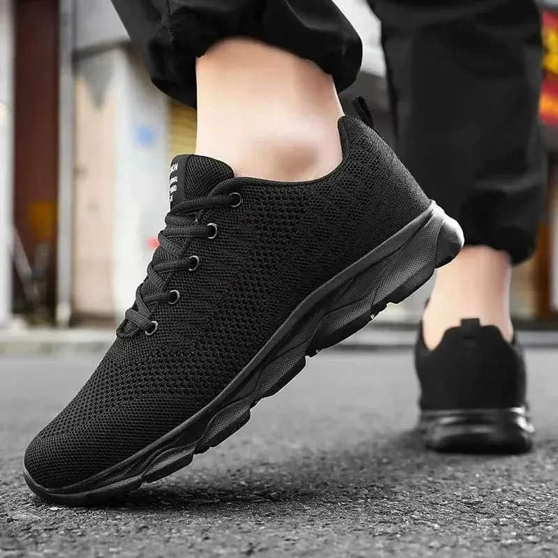 Mens Shoes Breathable Casual Sneakers Fashion White Black Running Shoes Lightweight Soft Sports Shoe Unisex Lace-up Tennis Shoes