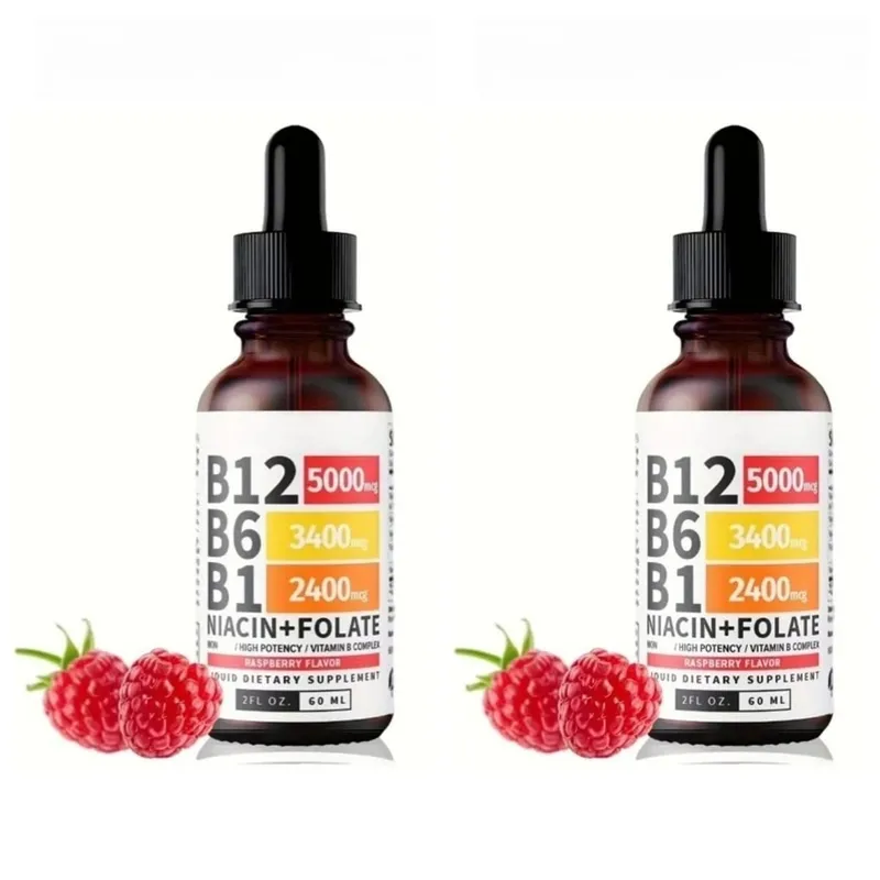Bitamina B12 Liquid Drops 60ml Raspberry Flavor na may Vitamin B6+B1 Etc Multivitamin Support Energy Recovery at Brain Heart Health — image 8