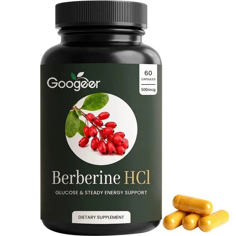 Googeer Berberine HCl Capsules Support Glucose Homeostasis and Steady Energy Plus Immune Support and Gut Health 60 Capsules