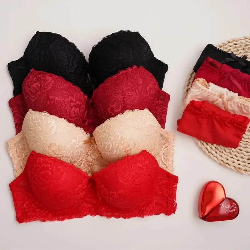 Women Lace Bra and Panty Sets Sexy Floral Print Push Up Underwear Women's Brassiere Intimate multicolored Lingerie Set A2155 — image 1