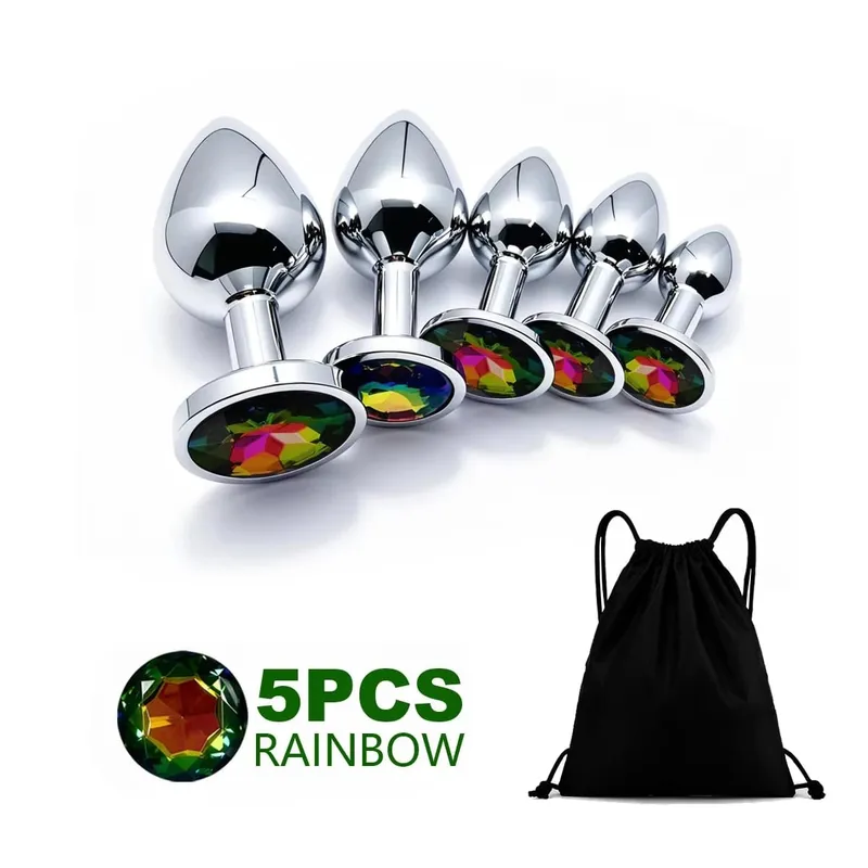 5 Size Metal Anal Plug Butt Plug Sex Toy Butt Toy for Women Men Couples Adult Game Masturbator Anal Diamond Sex Toys — image 14