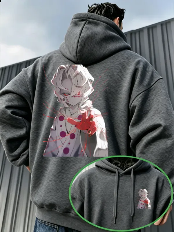 Bandai Demon Slayer Men's Hoodie Rui (Spider Demon) Print High-Quality Warm Autumn/Winter Casual Pullover Sweatshirt — image 9