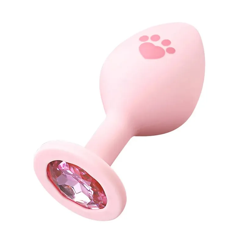 Soft Silicone Anal Plug Cat Paw Pattern 3 Sizes Butt Plug for Woman Men Gay Beginner Crystal Base Sex Toys For Adult Anal Dildo — image 9