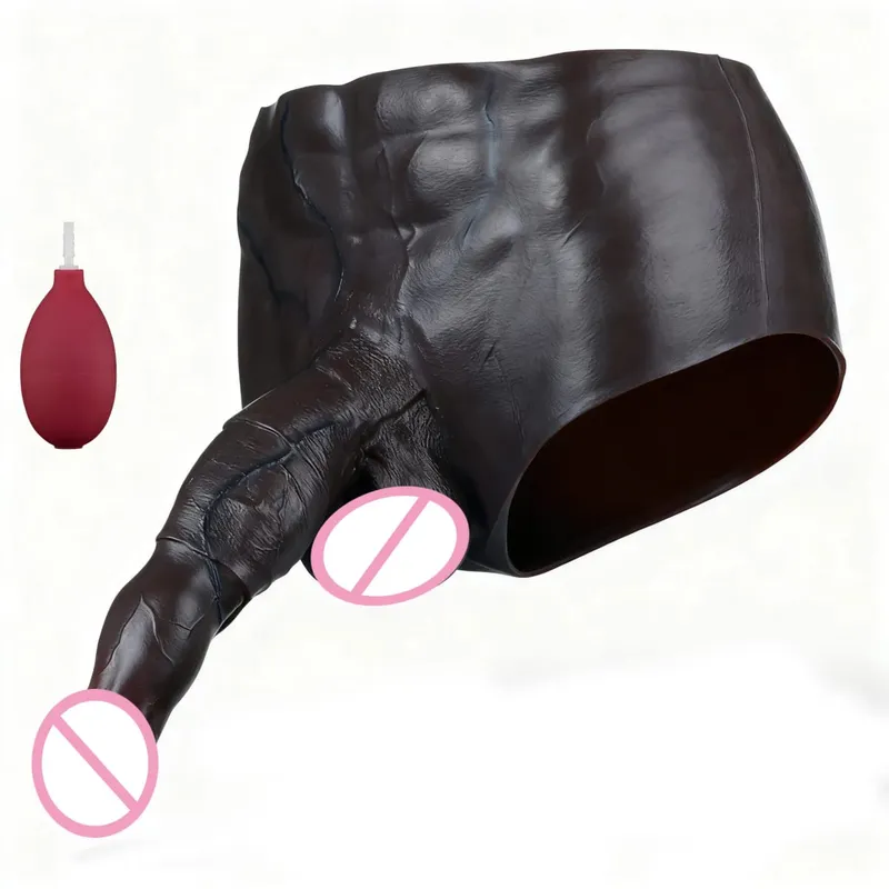 Black Nude Silicone Squirting Panties With Simulated Solid Penis Strapon Big Realistic Ejaculation Dildo Sex Toy For Women — image 55
