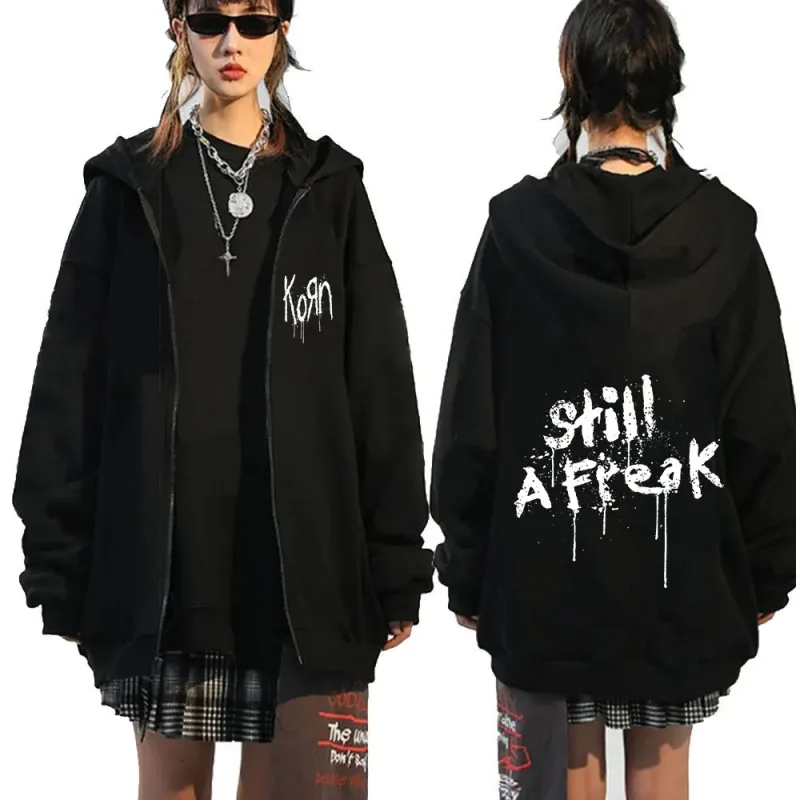 Korn Rock Band Letter Logo Zipper Hoodie Men's Metal Gothic Vintage Oversized Zip Up Hoodies Streetwear Punk Sweatshirts Jackets — image 9