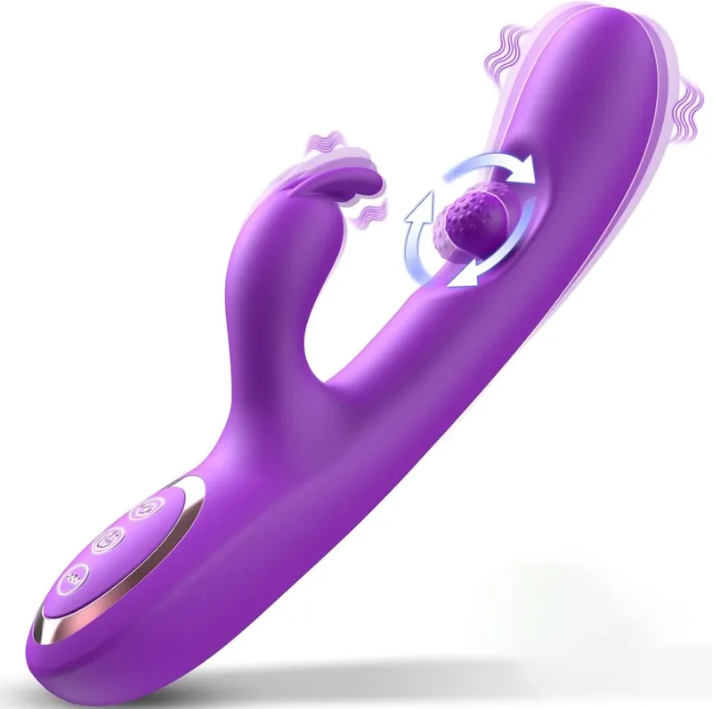G Spot Rabbit Vibrator 3 in 1 360° Rotation Powerful Clitoral Stimulator Soft Silicone Adults Product Sex Toy for Women Couple
