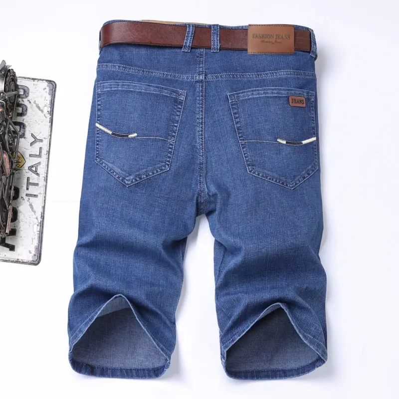 Summer Shorts Jeans Men Denim Pants Stretch Dark Blue Fashion Design Men's Jeans Slim Straight Male Short Jeans Hombre