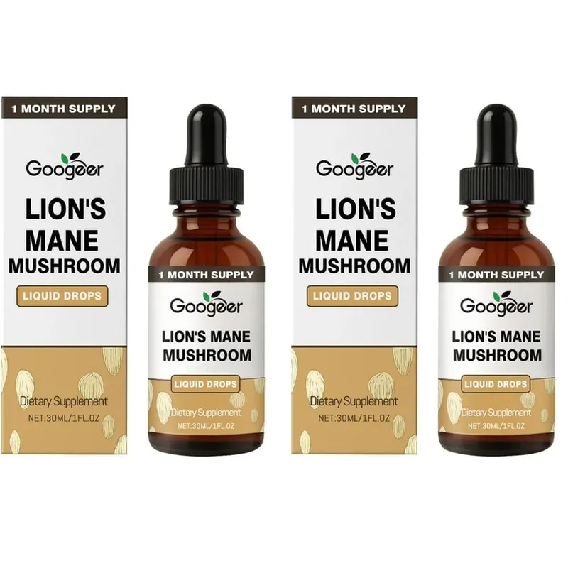 Googeer Lion's Mane Cogumelo Líquido Gotas de Memória e Suporte de Foco para Clareza Cognitiva Agilidade Mental Sem Álcool 30 ML