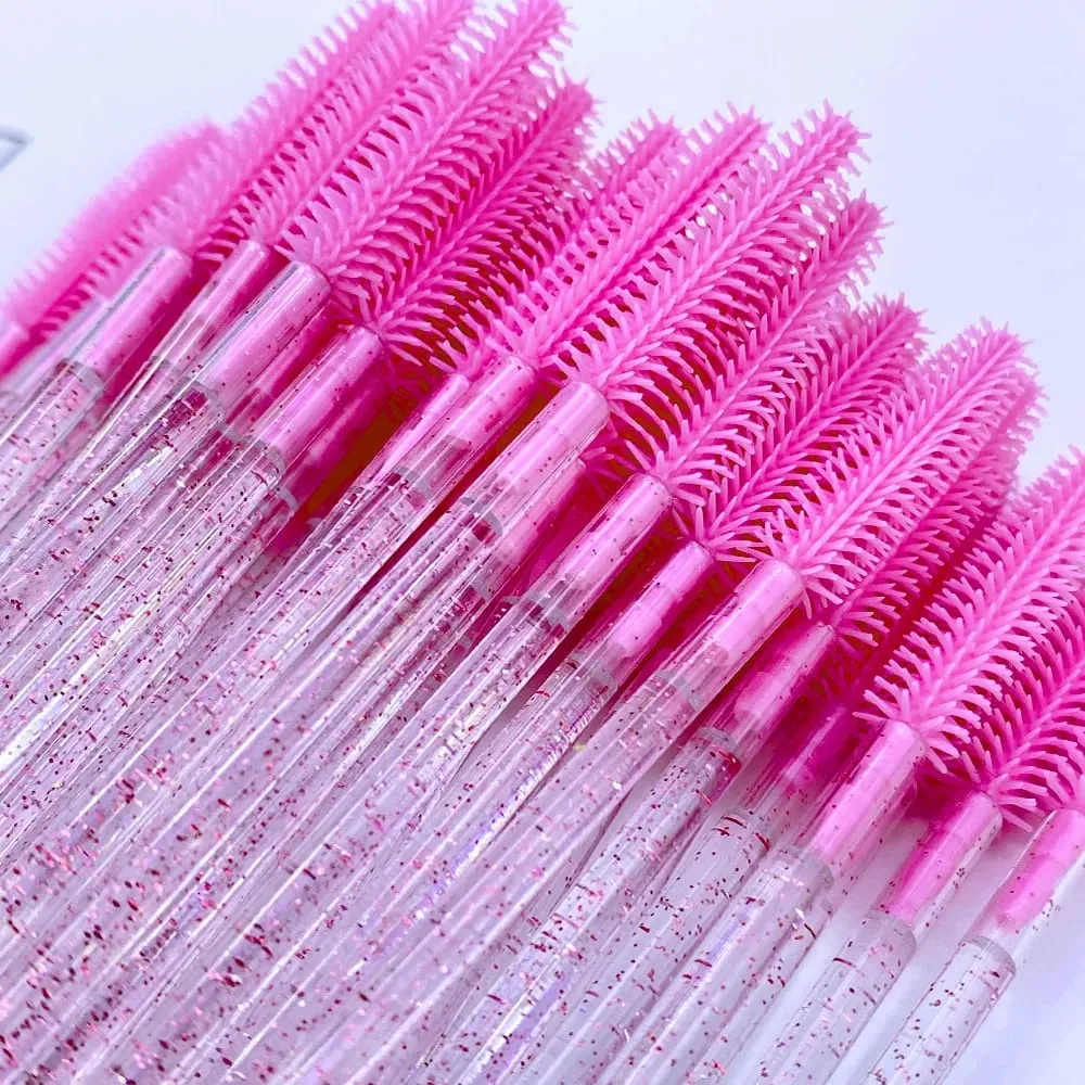 50/100 Pcs Silicone Crystal Mascara Wands Disposable Diamond Eyelash Brushes Comb Beauty Makeup Brush Tools for Women — image 4