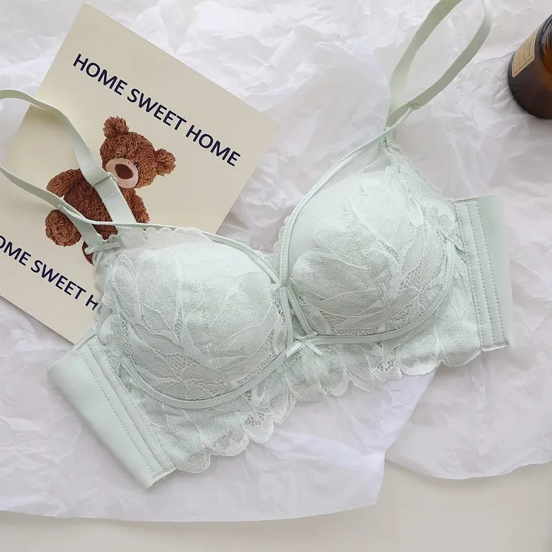 French Garden MOYISU Lace Bra Set 32-38 AB Wireless Thin Cup Push Up Anti Sag セクシー Support Lingerie Suitable Small Bust — image 14