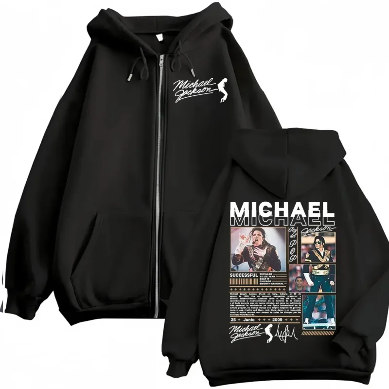 King of Pop Michael Jackson Bad Era Zipper Hoodie Men Women Harajuku Streetwear Jacket Sweatshirt Fleece Casual Zip Up Pullovers — image 8