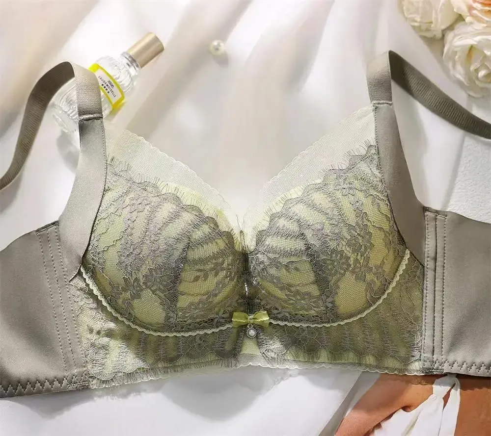 Women's Sexy Embroidered Lace Push-up Bra Breathable Adjustable Anti-sagging Lingerie without Empty Cup for Supportive Comfort — image 5