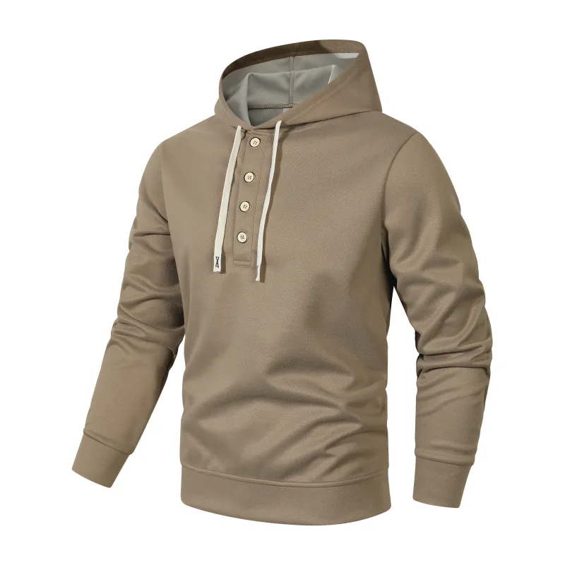 Four button hooded sweatshirt autumn winter men's new long sleeved hooded sweatshirt fashionable and casual men's sportswear, — image 15