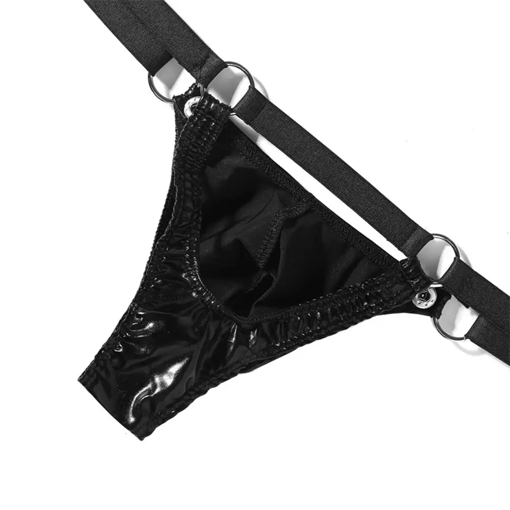 1pc Mannen Lakleer G-String Sexy Thong V-back Lage Ring Rise T-back Ardennen Pouch Lingerie ondergoed Gay Sissy Hot Clubwear — image 5