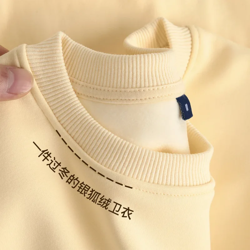 2026 Burgundy 500g Heavyweight Fleece-Lined Crew Neck Sweatshirt Unisex Autumn Winter Base Shirt Pullover Loose Top — image 15