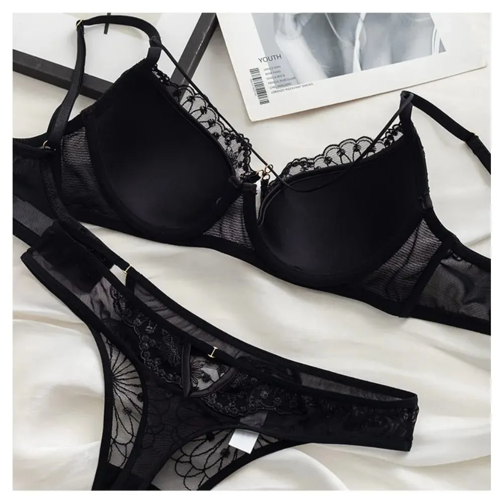 Pure Desire Sexig fransk spetsbh för kvinnor Sommar Tunn Cup Push-Up BH Casual Mode Underkläder Underkläder 34‑40 BANERDANNI — image 3
