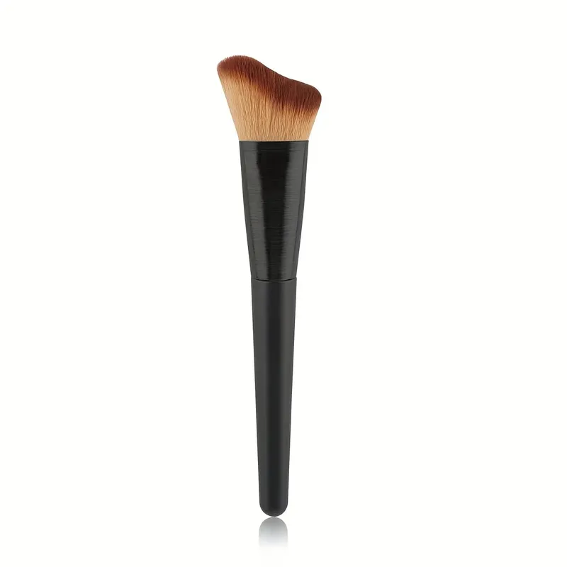1 Makeup Brush Set Including an Angled Round-Tip and Flat-Tip Foundation Brush with Soft Bristles Comes with a Case — image 5