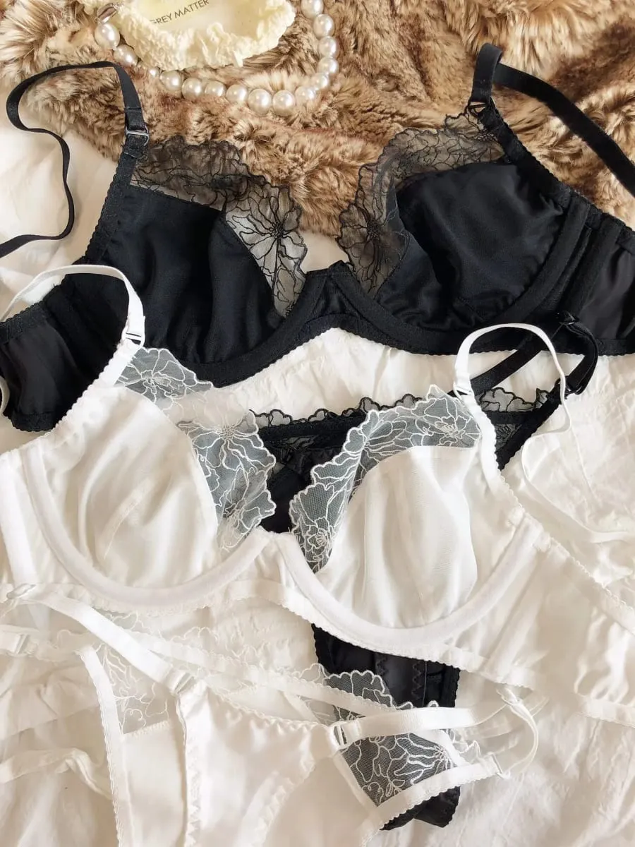 2 Pcs High Quality Women Lingerie Set Sexy Ultra Thin Satin Lace Splicing Bras French Leopard Print Underwear Bra and Thong Sets