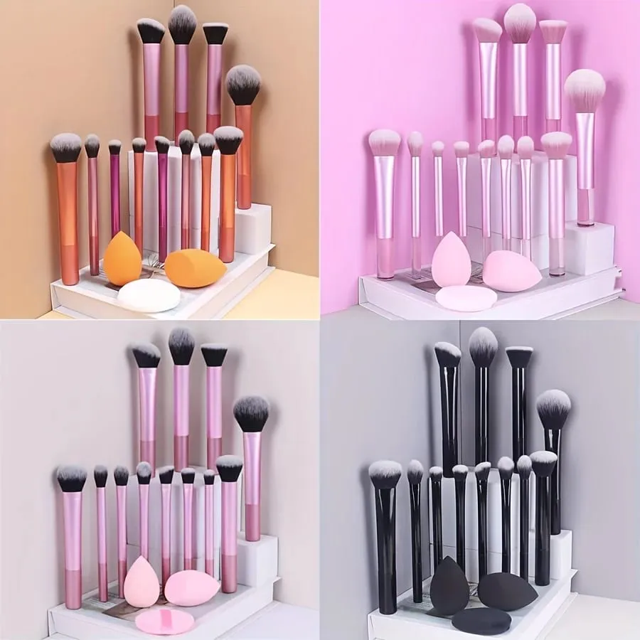12pcs Multi-Functional Complete Makeup Brush Set: Loose Powder Brush Blush Brush Foundation Brush Eyeshadow Brush Blending B — image 1