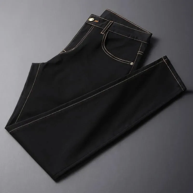 2026 Men's Black Jeans Autumn New Arrival Exquisite Embroidery Stretch Slim Fit Mid-Waist Versatile Casual Long Pants — image 6