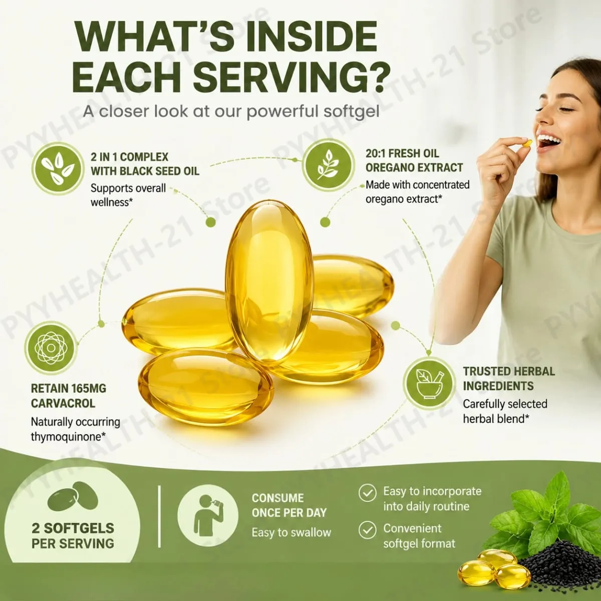 Oil of Oregano 6000mg Black Seed Oil Softgels Supports Daily Immune Defense Digestive Balance Herbal Formula Non GMO 60 Count — image 5