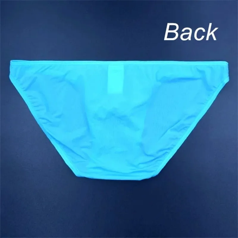 Two Line Stripe Ice Silk Briefs para sa Mga Lalaking Plus Size na Kasuotang Panloob Sexy U Convex Lingerie Low Waist Bugle Pouch Panti ng Lalaki — image 15