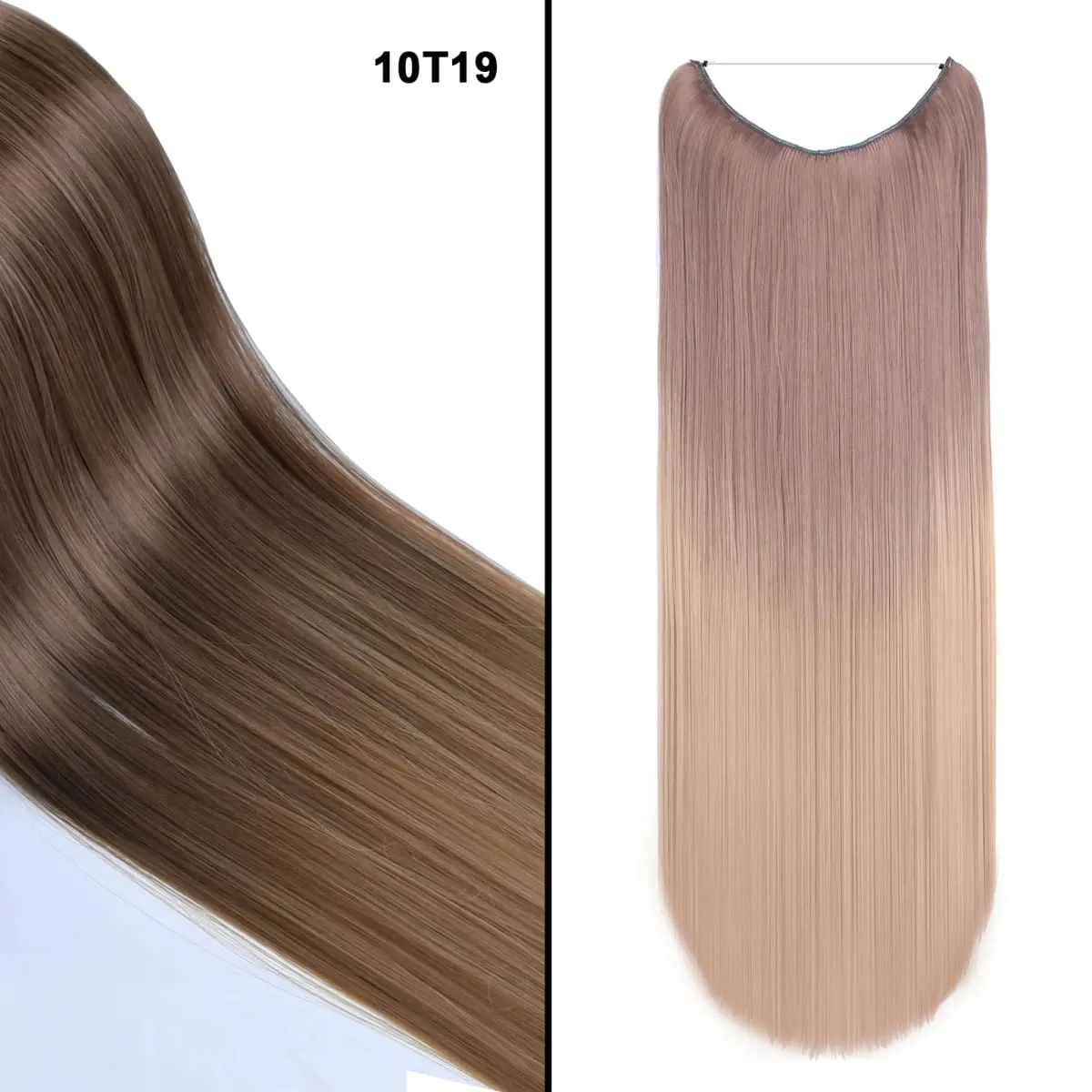 Jeedou Wavy Hair Extension Elasticity Invisible Wire Fish Line One Piece No Clips Synthetic Hairpieces Ombre Color For Ladies — image 21