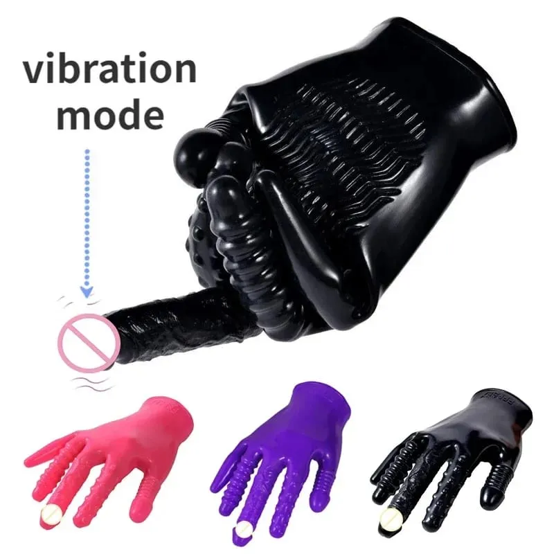 Limang Daliri Masturbators Sex Gloves Pambabae Vibrator Dildo G-Spot Clitoral Stimulator Erotikong Produkto Vagina Massage Lesbian Toy — image 1