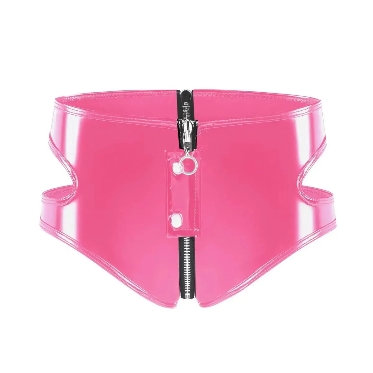 Conjunto de sutiã de couro sintético feminino, look molhado pvc, lingerie sem fio, sem forro, bralette punk com zíper, cuecas de virilha, roupa de balada — image 5