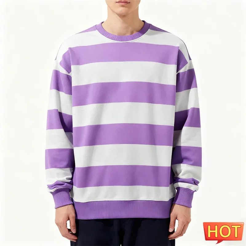 Moletons gráficos listrados simples para homens moda na moda manga longa 3D impresso moletom feio casual pulôveres de grandes dimensões — image 4