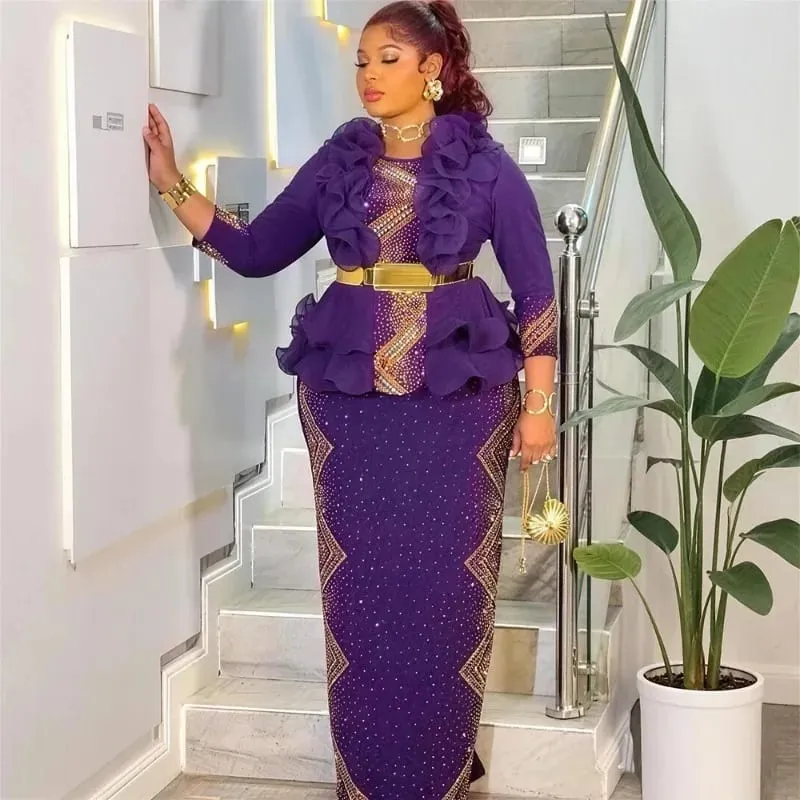 Party Evening Dresses For Women Dashiki Sequin Maxi Robes Turkey African Clothing Birthday Prom Wedding Gown Ladies Long Dress — image 2