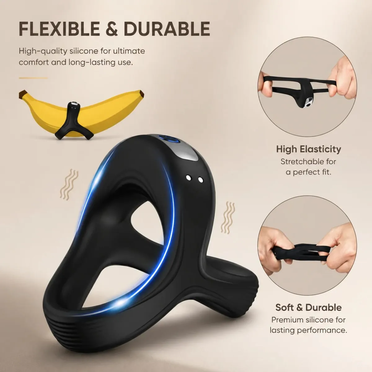 Cock Penis Ring Vibrator Vibrating Stimulator Massager Lasting Ejaculation Delay Cock Rings for Men Couple Ring Adults Sex Toy — image 2
