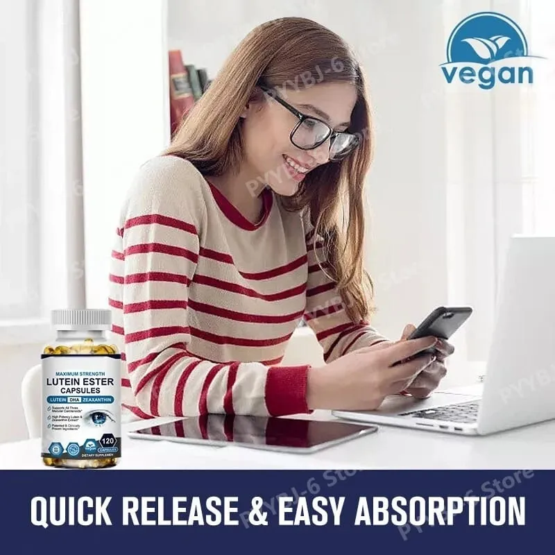 Lutein Ester Capsules Supports Eye Health and Vision Protection Non-GMO Vegan Natural Ingredients Antioxidant Support 120Softgel — image 3