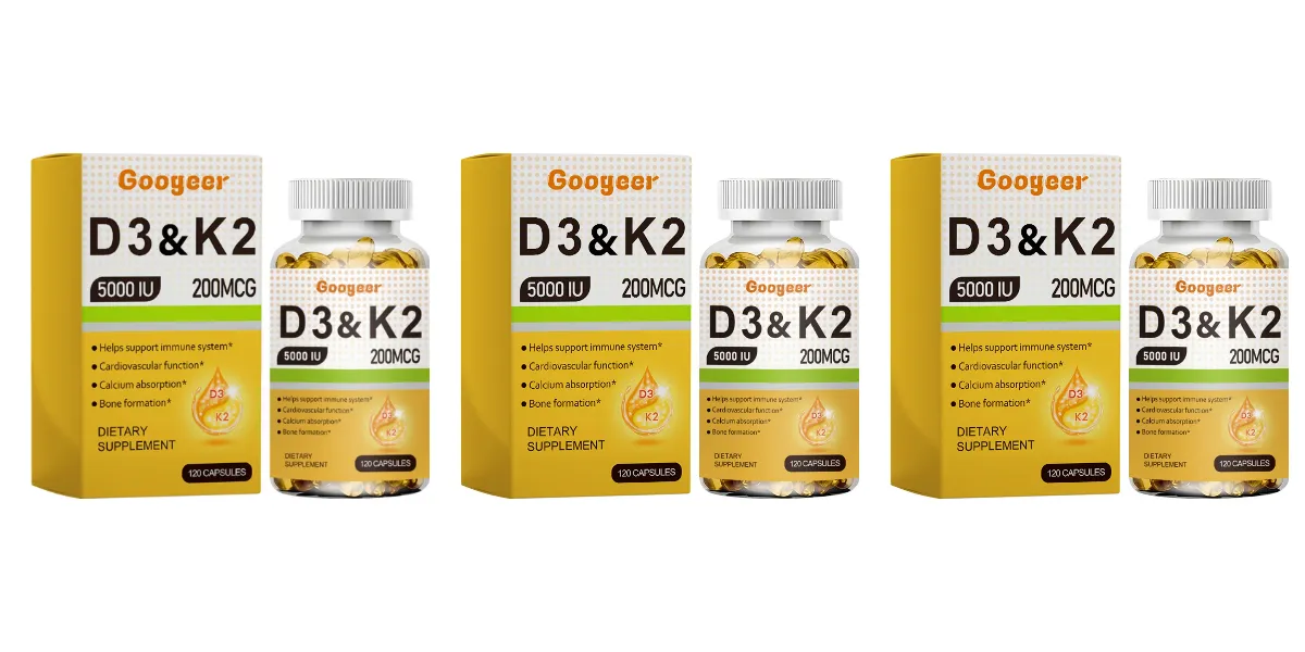 Googeer Vitamin D3 & K2 Capsules with Immune System Support and Bone Formation Support for Calcium Absorption 120 Capsules — image 9