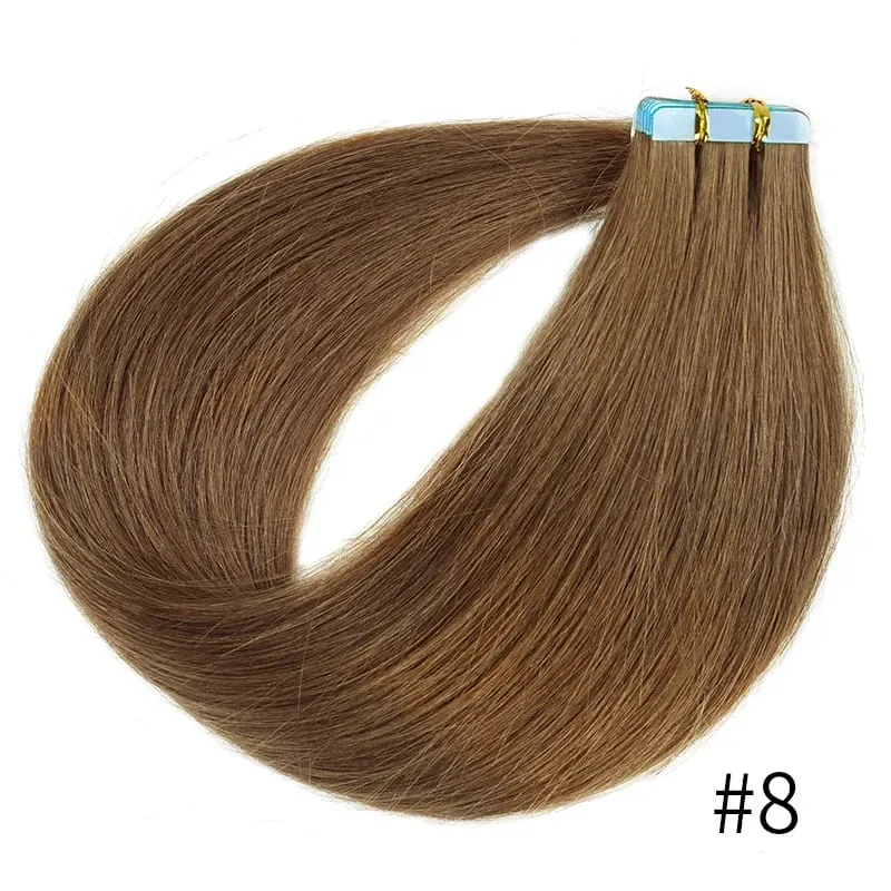 Veravicky #350 Tape in Hair Extensions Remy Human Hair Permanent Pre-taped Invisible Skin Weft Hairpieces Copper Red 20pcs/50G
