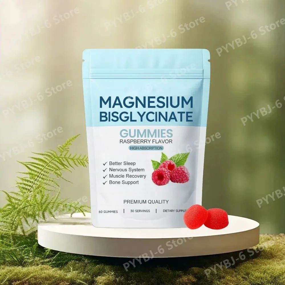 Magnesium Bisglycinate Gummies Support Daily Sleep Quality Help Maintain Nervous System Health Assist Muscle Recovery 60 Gummies
