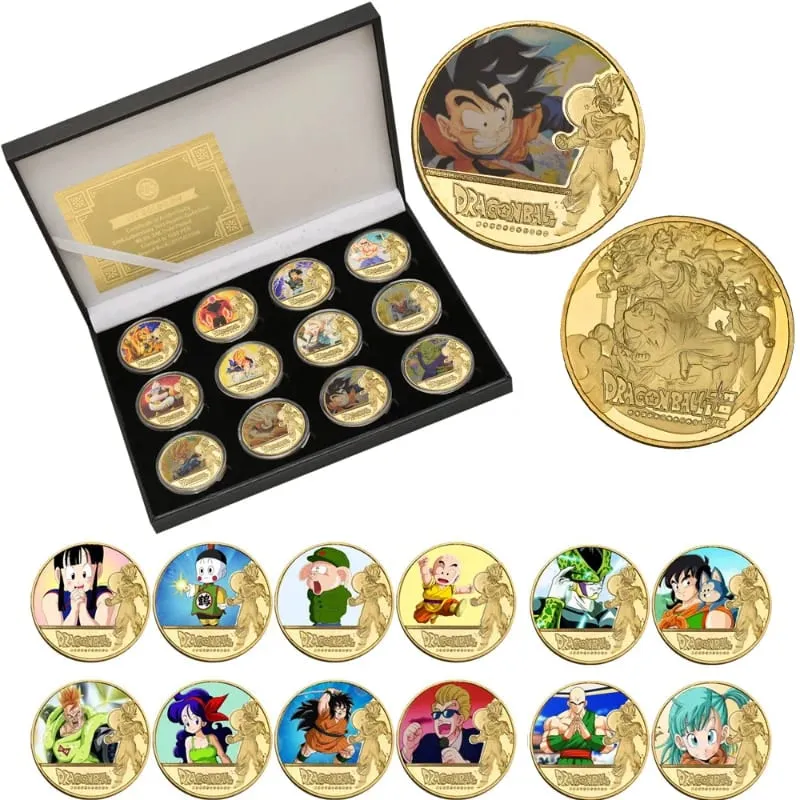 Dragon Ball Banhado A Ouro Moeda de Ouro Son Goku Vegeta Moedas Comemorativas Crianças Clássico Anime Periféricos Coleção Brinquedo Lembrança — image 1