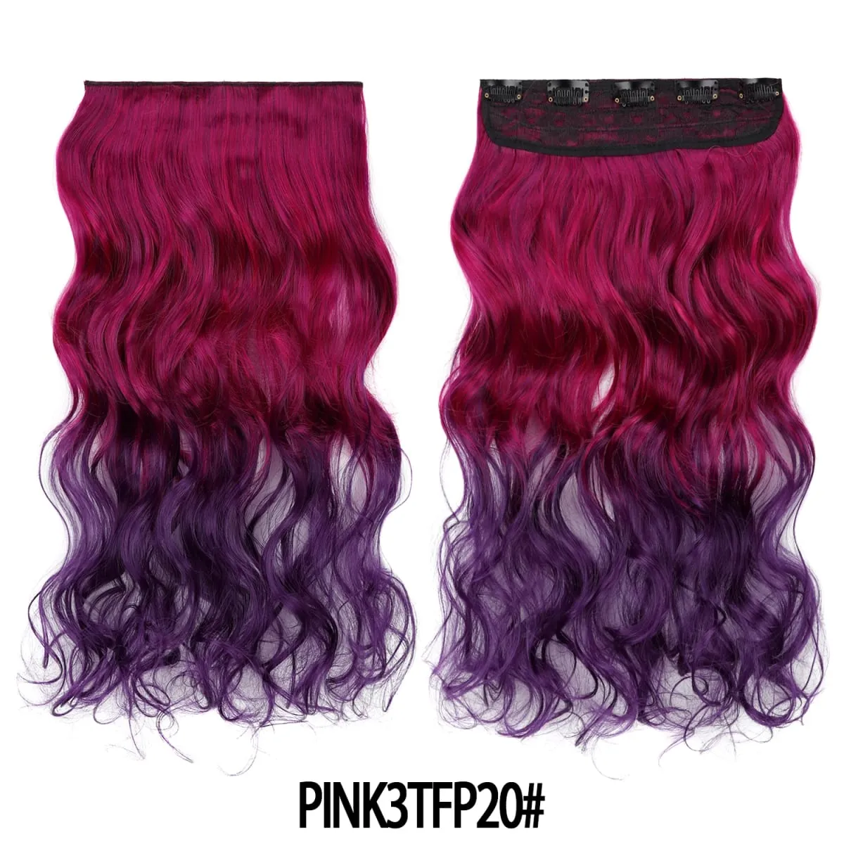 Jeedou uma peça 5 clipes ondulado ombre clipe em extensões de cabelo longo onda de água cabelo encaracolado sintético pedaço arco-íris colorido cabelo — image 24