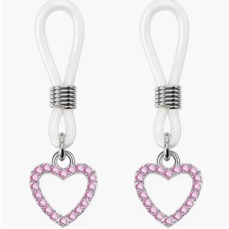 New 1Pair Heart Gem Nipple Clamps Small Bell Nipple Stimulator Sexy Adjustable Clitoris Clip Adult Sex Toys For Women