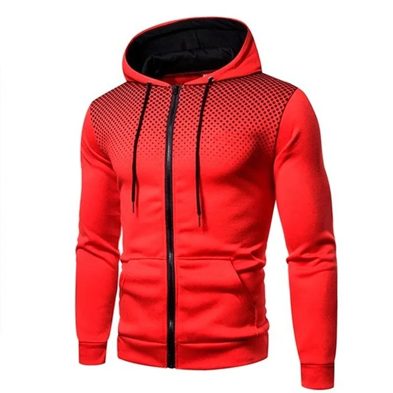 Moletom Com Capuz Masculino Com Zíper Bolso Polka Pot Impressão Moletom Com Capuz Esporte Ao Ar Livre Casual Slim Fit Homens Primavera AutumnZipper Moletom Com Capuz — image 9