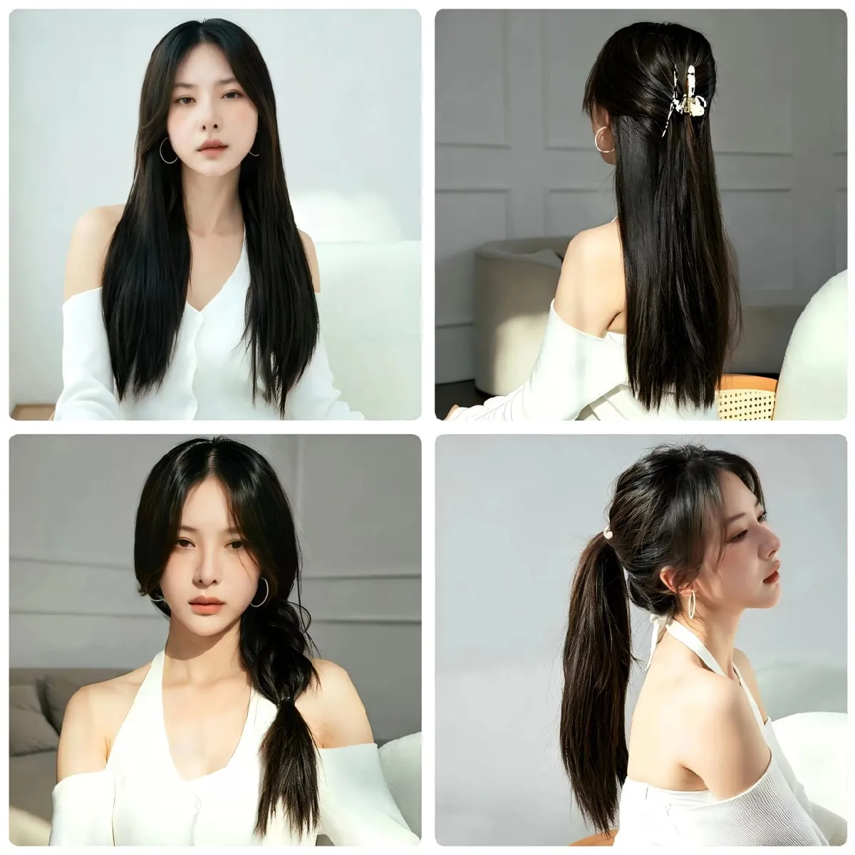 3Pcs Long Straight Synthetic Clip In Hair Extensions Invisible Seamless Natural Hairpiece Lightweight Secure BB Clips For Women — image 8