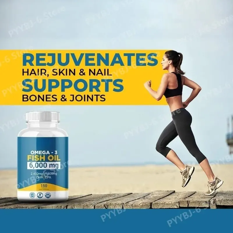 Omega 3 Softgels de óleo de peixe Suplemento diário de alta potência EPA DHA para adultos apoia a saúde imunológica das articulações 150 Softgels não OGM