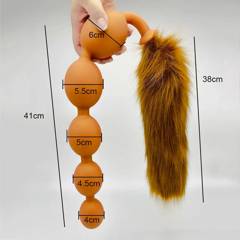 Plugue anal com cauda bdsm, jogos sexuais adultos para casal, contas anais enormes, silicone líquido, plugue anal macio, massagem de próstata, vibradores anais — image 6