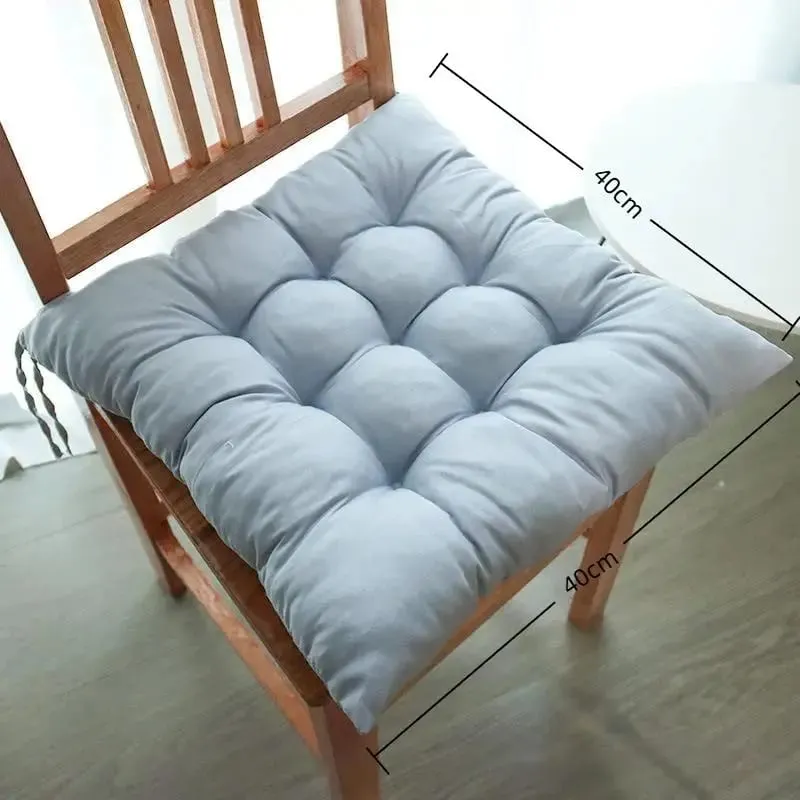 Non-deformable Thick Padded Square Seat Cushion Cute Cartoon Prints with Fixed Ties for Long Time Sitting