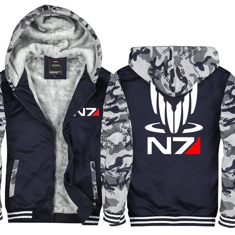 Effect N7 Hoodies Jacket Zipper Thickened Fleece Men's Winter Casual Fashion Men Women Anime Game Unisex N7 hoodie sweatshirt — image 5