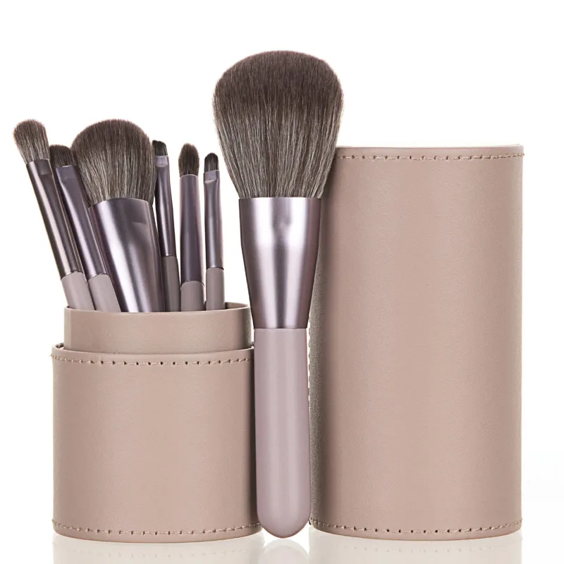 Portable 7Pcs Complete Makeup Brushes With PU Storage Bucket Foundation Highlight Eyebrow Beginner Cosmetic Kit — image 10
