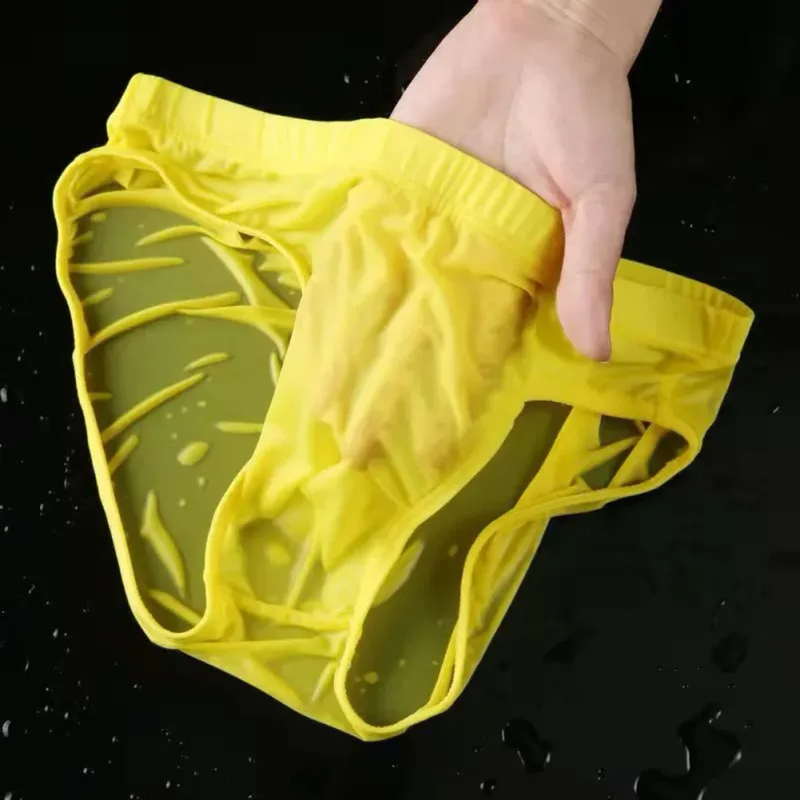 Celana Dalam Sutra Es Tipis Seksi Pria Pakaian Dalam Celana Dalam Pinggang Rendah Sejuk Kantung Cembung U Cepat Kering Pendinginan Musim Panas — image 4