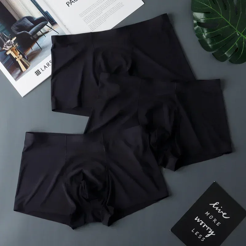3PCS Mataas na Kalidad ng Panlalaking Ice Silk na Kasuotang Panloob sa Tag-init na Manipis Makahinga na Seamless na Panty Sexy na Panlalaking Panloob na Plus Size — image 24